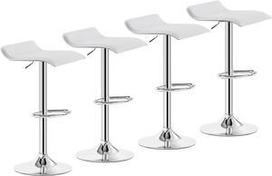 VECELO Bar Stools Set of 4, Armless Adjustable Swivel Barstools, Modern Backless Counter Height Stools for Kitchen, Island, Bar, White