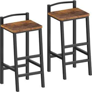Furologee Adjustable Barstools,Bar Stools Set of 2,24" Counter Height Stools,Industrial Bar Stool with Backrest and Footrest,Bar Chairs for Bar,Kitchen lsland,Dining Room,Rustic Brown