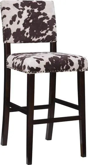 Linon Udder Madness Corey Bar Stool, 19"W x 22.5"D x 44.75"H, Brown