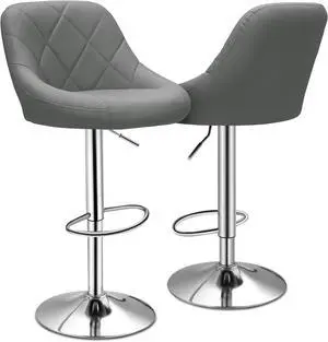 Magshion Bar Stools Set of 2 for Kitchen Counter, Height Adjustable Swivel PU Leather Barstools, Modern Bar Chair with Back and Footrest,Gray Magshion Bar Stools Set of 2 for Kitchen Counter, Height Adjustable Swivel PU Leather Barstools, Modern Bar Chair with Back and Footrest,Gray
