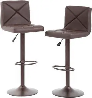 BestOffice Counter Height Bar Stools Set of 2 PU Leather Modern Height Adjustable Swivel Barstools Hydraulic Chair Bar Stools