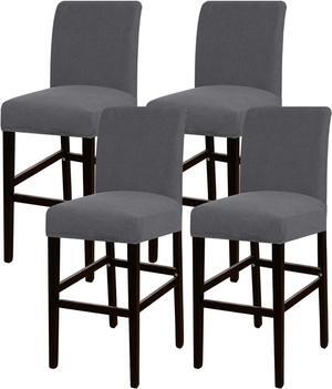 Turquoize Stretch Bar Stool Cover Counter Stool Pub Chair Slipcover for Dining Room Cafe Barstool Slipcover Removable Furniture Chair Seat Cover Jacquard Fabric with Elastic Bottom Set of 4,Gray