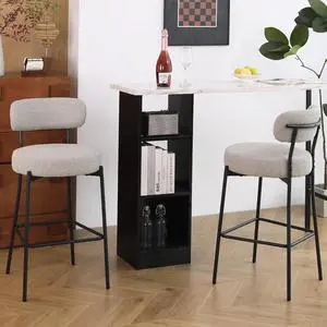 DYHOME Bar Stools Set of 2, 27 Inches Counter Height Kitchen Bar Stools with Back, Modern Metal Tall Bar Stools for Kitchen Island, Grey