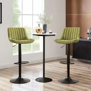 Bar Stools Set of 2, Kitchen Swivel Counter Barstool Adjustable Height Island Bar Chairs Modern Stools (Green)