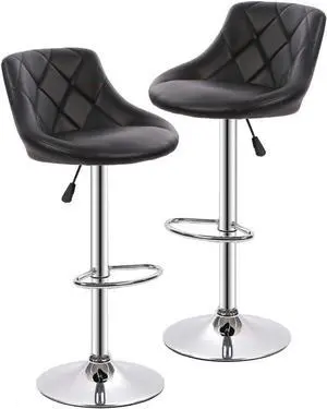 BestOffice Counter Height Bar Stools Set of 2 Barstools Swivel Stool Height Adjustable Bar Chairs with Back PU Leather Swivel Bar Stool Kitchen Counter Stools Dining Chairs
