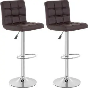 BestOffice Bar Stool Set of 2 Modern Barstools Counter Height Swivel Bar Stool Height Adjustable PU Leather Bar Chairs Hydraulic Home Kitchen Stools Dining Room Chairs