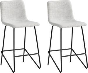 Watson & Whitely Bar Stools, Fabric Upholstered Bar Stool with Back, White (Multi-Colored)