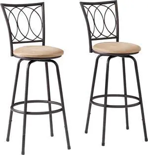 VECELO Bar Stools, 24/29" Adjustable Barstool,Swivel Counter Stool with Upholstered Seat,Steel Bistro Pub Chairs, Curved Line Backrest, Set of 2 VECELO Bar Stools, 24/29" Adjustable Barstool,Swivel Counter Stool with Upholstered Seat,Steel Bistro Pub Chairs, Curved Line Backrest, Set of 2