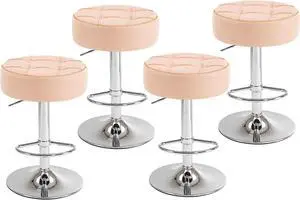 Modern Adjustable Height 360° Swivel Circular Bar Stools - Comfortable and Stylish Seating for Home and Bar Space
