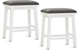 ALPHA HOME 24 Inch Counter Height Bar Stools Set of 2, Modern Design, Upgraded Faux Leather Upholstery, Sturdy Wood Legs - Ideal for Kitchen Islands, Black