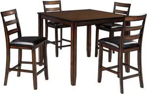 Signature Design by Ashley Coviar 5 Piece Counter Height Dining Set, Includes Table & 4 Barstools, Brown