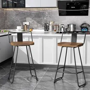 Andeworld 30" Bar Stools Set of 2 Swivel Counter Height Stools with Backrests Indurstrial Metal Bar Stools