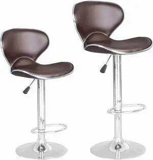 BestOffice Bar Stools Set of 2, Counter Height Adjustable Bar Stools with Back Bar Stool PU Leather Swivel Bar Stool Kitchen Counter Bar Stools Dining Chairs