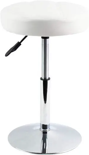 FURWOO Adjustable Swivel Barstool, White, PU Leather, 32cm Diameter, 220lbs Maximum Load