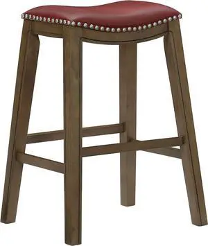 Homelegance Ordway Pub Height Bar Stool, 30"SH, Red
