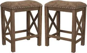 Hillsdale Furniture Willow Bend Stationary Backless Counter Height Stools, Set of 2, Antique Brown Walnut