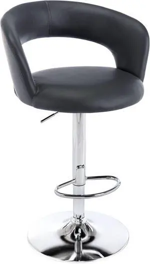 Brage Living Wide Bar Stool, Modern PU Leather Swivel Adjustable Barstool with Hollow Back and Arms, Upholstered Airlift Counter Height Bar Chair for Kitchen Dining (Slate Grey)