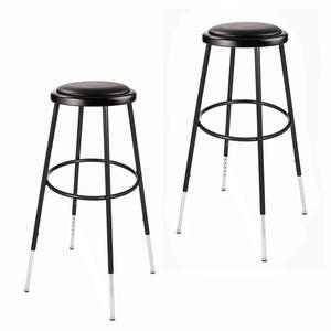 OEF Furnishings (2 Pack) Height Adjustable Black Vinyl Padded Stool, 31-38"" High (OEF6430H-10)