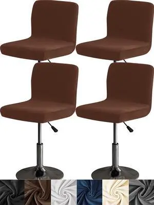 HFCNMY Bar Stool Covers with Backs,4 Pack Stretch Velvet Bar Stool Covers Bar Chair Covers Barstool Seat Cover Washable High Chair Cover with Elastic Bands Coffee
