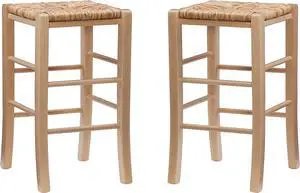 Linon Augustus Natural Backless Counter Stool with Woven Seagrass Seat, Set of 2