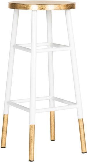 Safavieh Home Collection Emery White and Dipped Gold Leaf 30-inch Barstool