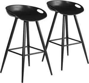 Set of 2 Modern Simple Bar Stools,32.3" Counter Height Bar Stools Bar Chair with Low Backrest&Footrest for Home Bar Kitchen Dining Room Living Room Pub, Black
