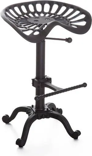 Diwhy Rustic Industrial Farmhouse Tractor Seat Counter Height Adjustable Bar Stool Cast Iron Swivel Stool Industrial bar Chair (Rust, Cast Iron)