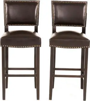 Christopher Knight Home Mayfield Bonded Leather Backed Barstools, 2-Pcs Set, Brown