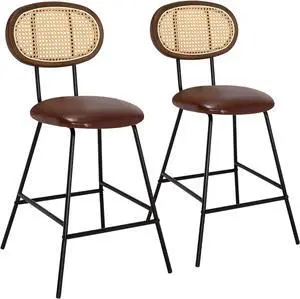 Scurrty Rattan Bar Stool, Brown, Set of 1