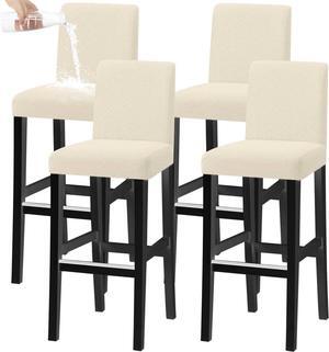 Bar Chair Stool Covers, Stretch Removable Washable Chair Slipcover for Short Swivel Dinning Chair Back Chair Bar Stool Chair (Beige,Set of 4)
