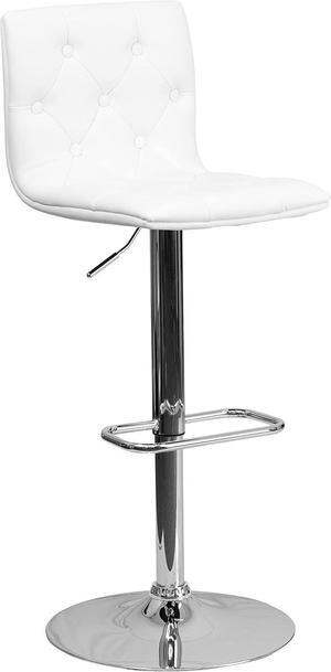 Flash Furniture Vinyl Adjustable Height Barstool, 1 Pack, White