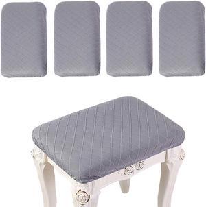 ANWUCHEN Stool Covers Rectangle,4 Pack Stretch Rectangle Bar Stool Covers Elastic Vanity Stool Cover Jacquard Chair Seat Slipcover Counter Stool Covers Saddle Seat Cover for Wooden Metal Bench(Gray)