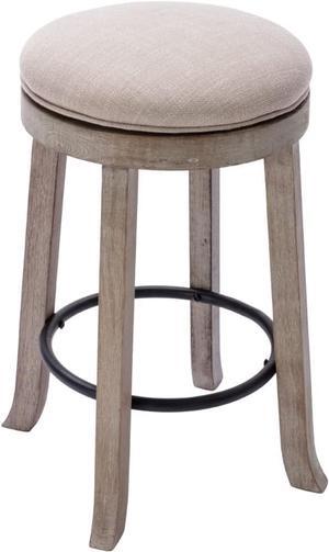 HEAH-YO 360°Swivel Bar Stools Set of 1,25.6" Counter HeightBar Stools with Solid Wood Legs and Linen Seat,Modern Bar Stools for Kitchen Island Farmhouse Pub Restaurant with Round Footrest,Beige