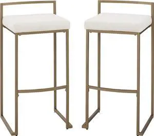 Crosley Furniture Harlowe Upholstered Seat Bar Stools Set of 2, Crème and Gold