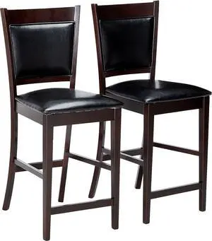 Coaster Furniture Jaden Transitional Upholstered Counter Height Dining Chair (Set of 2) Black Faux Leather Polyurethane Espresso Brown 100959