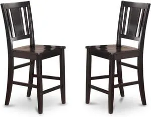 East West Furniture Buckland Counter Height Barstools-Slat Back Solid Wood Seat Chairs, Set of 2, Black