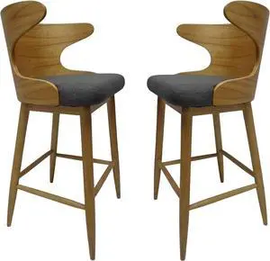 Christopher Knight Home GDFStudio Christopher Knight Home Truda Mid Century Modern Fabric Barstools Set of 2 in Charcoal