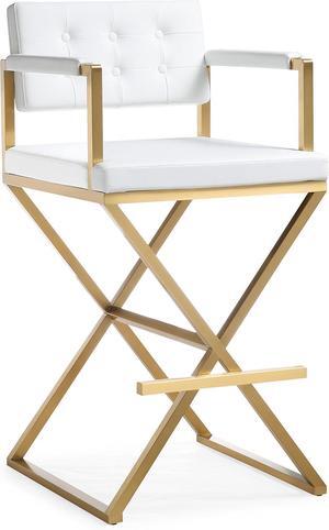 TOV Furniture Director Steel Barstool, Tall, White