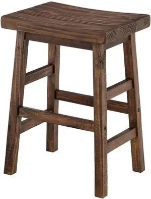 Pomona 26 in. Solid Natural Wood Counter Height Bar Stool, Industrial Farmhouse Accent Furniture for Kitchens, Dining and Pub in. , 14 in. W x 19 in. D x 26 in. H