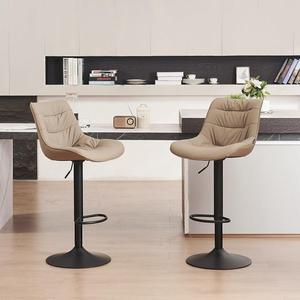 Kidol & Shellder Bar Stools Set of 2 Swivel Adjustable Barstools for Kitchen Island Counter Height Bar Stool Upholstered Bar Chairs Modern Counter Stools PU Leather Bar Height Stools with Back(Khaki)