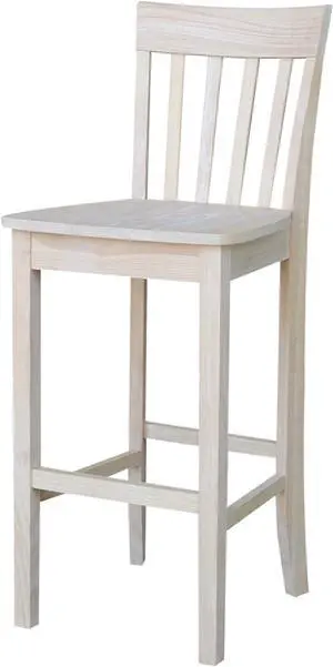 International Concepts Slat Back Stool, 30-Inch SH, Unfinished