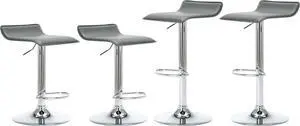 NOBPEINT Contemporary Chrome Air Lift Adjustable Swivel Barstool, Set of 4(Gray)