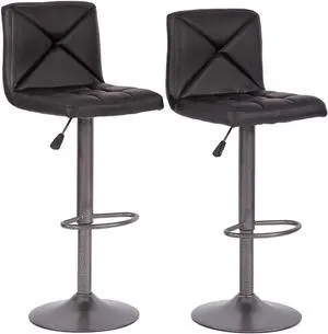 BestOffice Bar Stools Barstools Bar Chairs Heigh Adjustable Swivel Stool with Back Set of 2 PU Leather Kitchen Counter Stools Dining Chairs