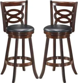 ERGOMASTER Swivel Bar-Stools Set of 2 Brown Counter Height Barstool 29 Inch Seat Bar Chair