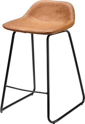 Cortesi Home Ava Counterstools in Saddle Brown faux Leather, 25" High,CH-CS624959