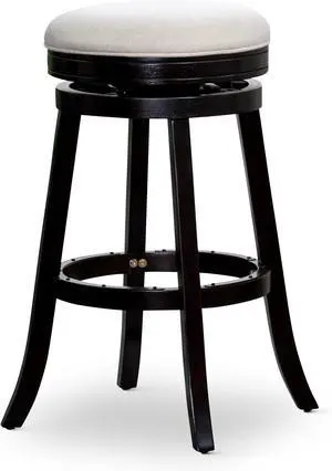 DTY Indoor Living Creede 30 Inch Bar Height Stools, Backless Swivel Bar Stool, Espresso Finish with Beige Fabric Seat, Contemporary Bar Stools