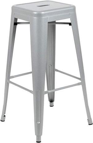 Flash Furniture Lily 30" High Metal Indoor Bar Stool in Silver - Stackable Set of 4