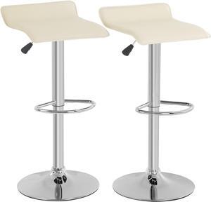 Set of 2 Adjustable Bar Stools, Barstools with Modern PU Leather Swivel Barstools for Kitchen Counter Height Chair (Cream)