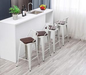HAOBO Home Modern Swivel Metal Bar Stools Counter Height Barstools with Wooden Seat for Indoor Dining Chair [Set of 4] (30", Swivel White)