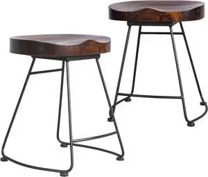Diwhy 18.7Height,Hump Surface,Fully Welded Set of 2 Industrial Vintage Rustic Breakfast Dining Stool, Farmhouse Dining Chair Counter Stool Black